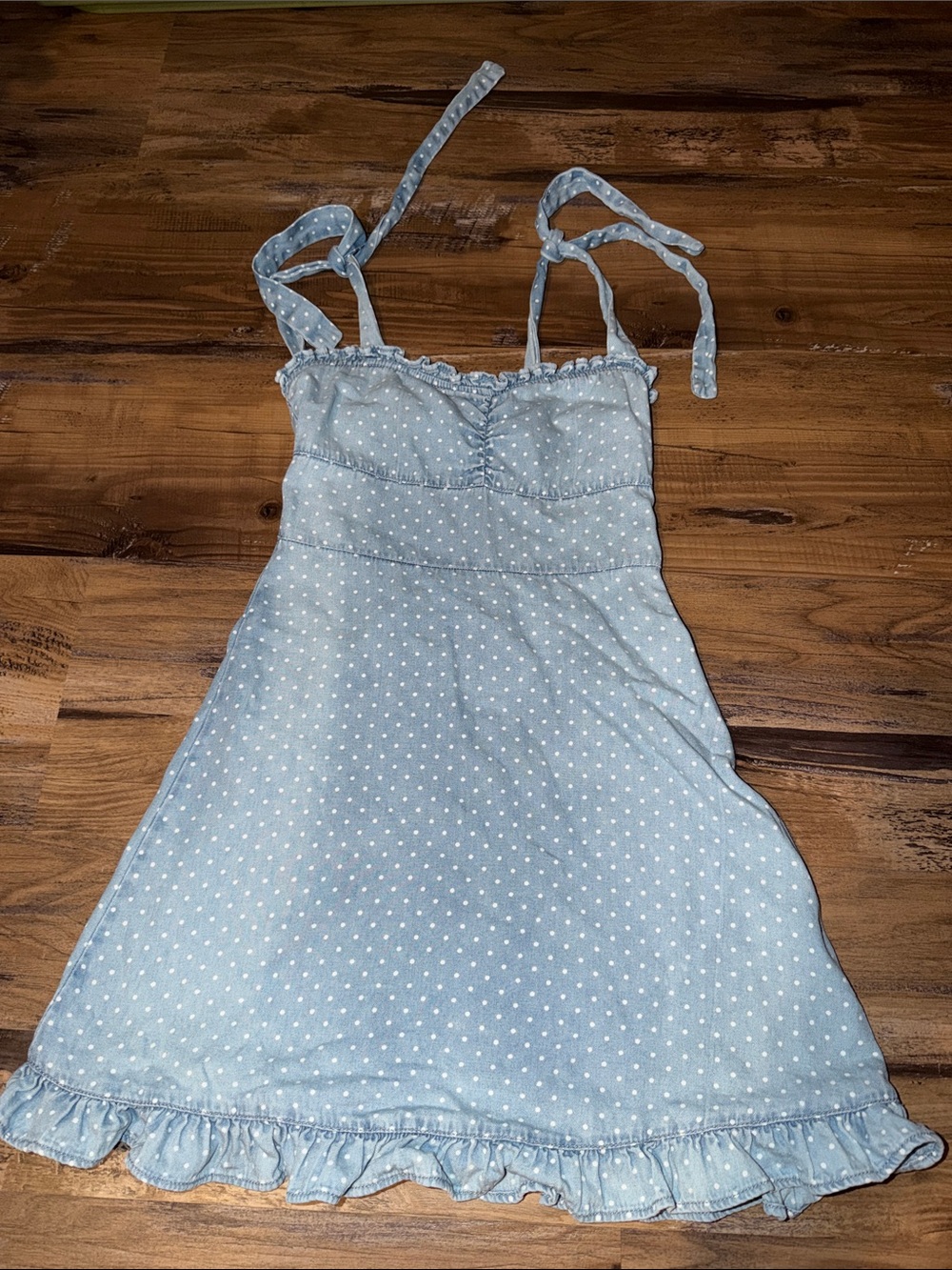 Wrangler Light Blue Polka Dot Tie-Strap Chemise